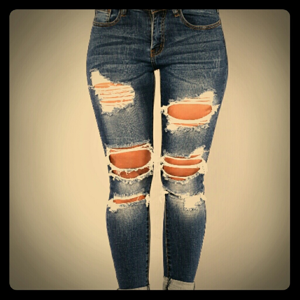 Super comfy and stretchy distressed jeans